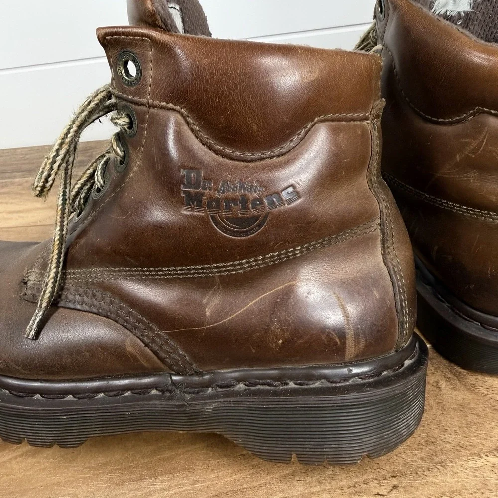 VTG Dr Doc Martens England Brown Leather Chunky W10/M9 90s Grunge Dark Academia